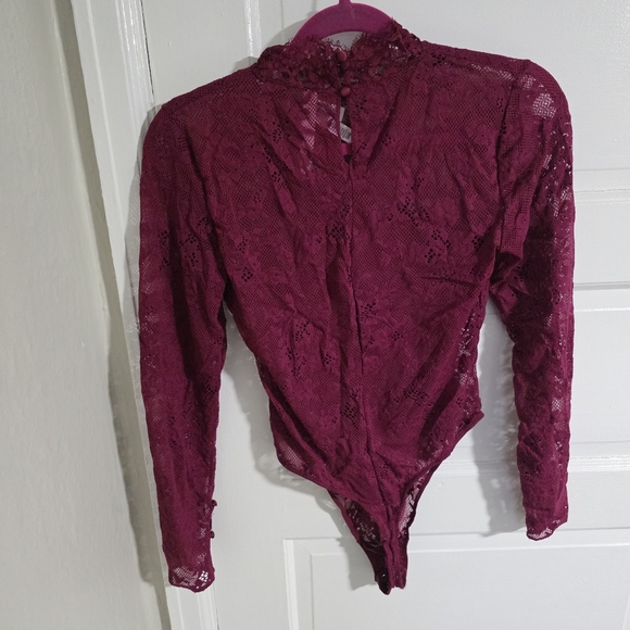 Victoria's Secret Dream Angels Lace Bodysuit Maroon Red Medium - Picture 4 of 12